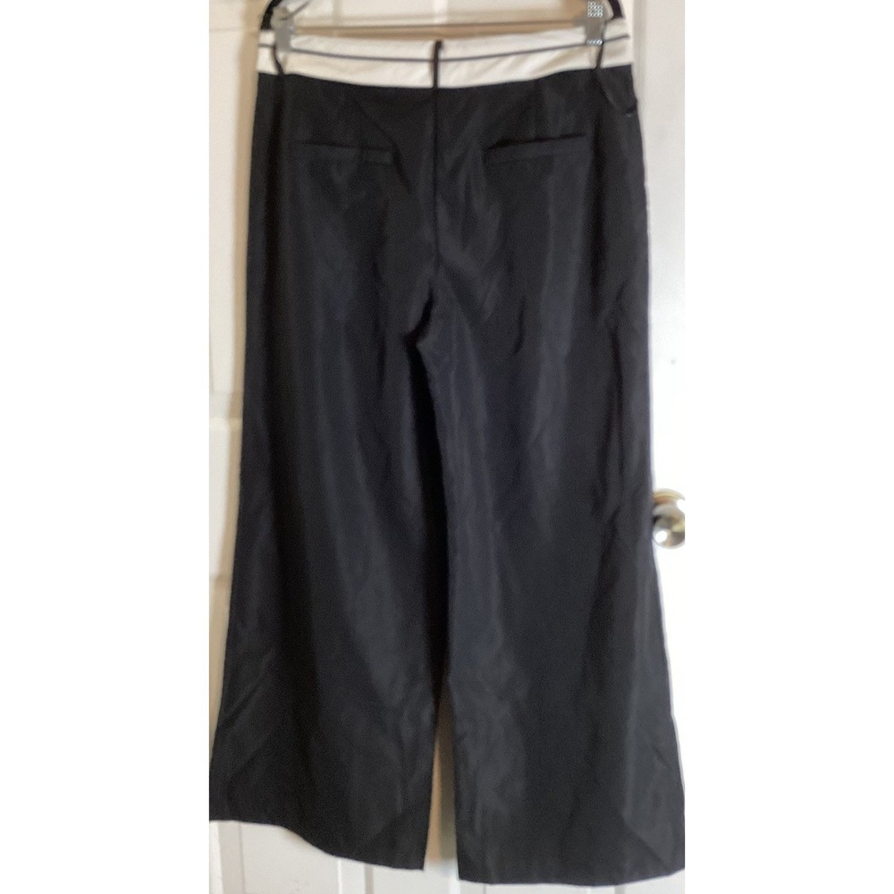 Corpgoth Academia Wide Leg Trousers 10 Black White Contrast Waistband Officecore - Picture 6 of 16